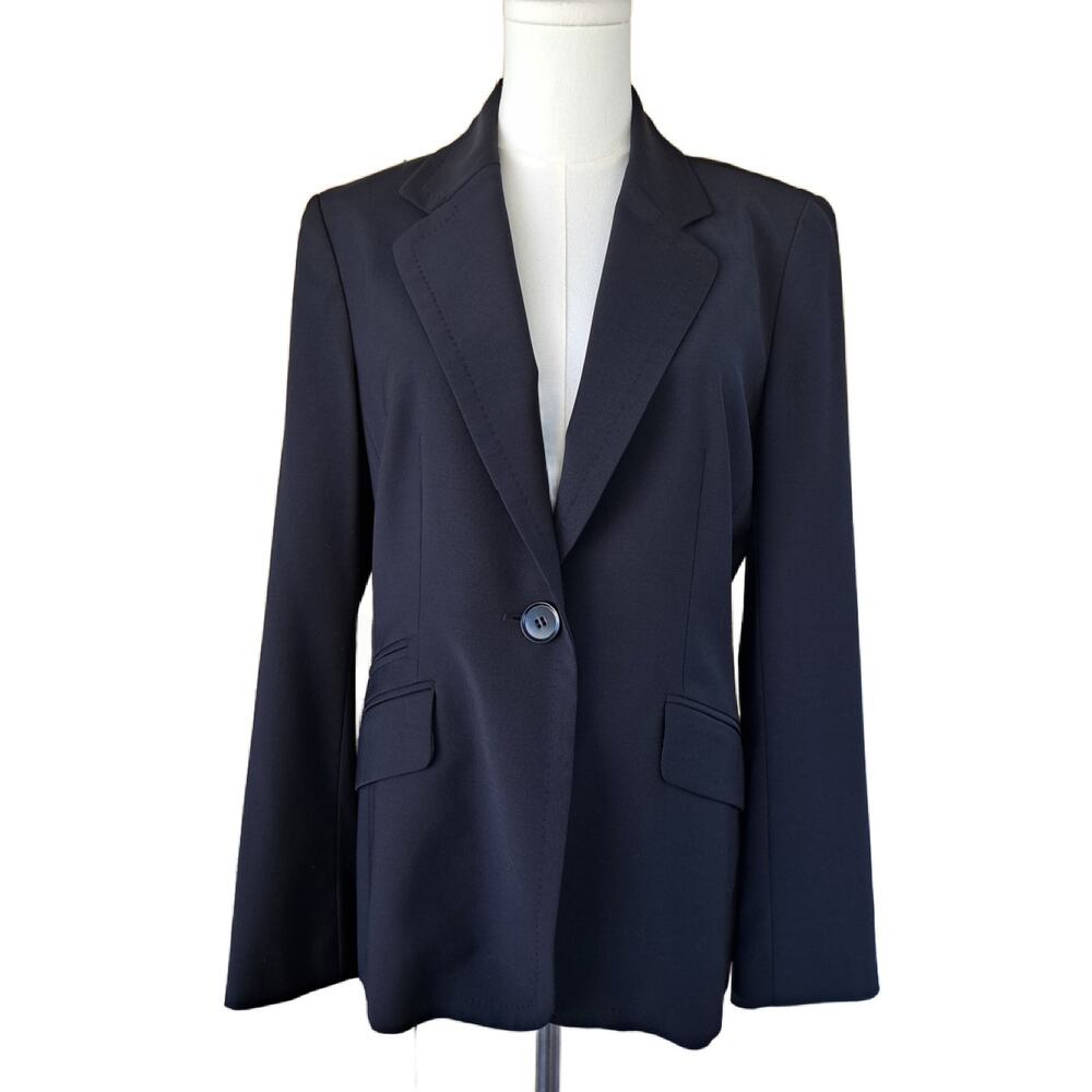 TALBOTS Navy Blue Seasonless Wool One-button Blazer Jacket Size 8